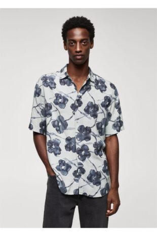 پیراهن خاکستری مردانه مانگو 57094776