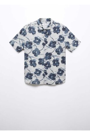 پیراهن خاکستری مردانه مانگو 57094776