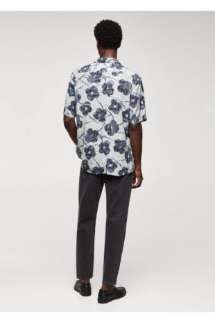 پیراهن خاکستری مردانه مانگو 57094776