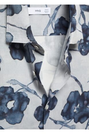 پیراهن خاکستری مردانه مانگو 57094776