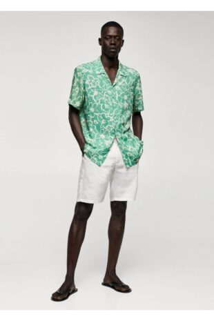 پیراهن سبز مردانه مانگو 57040787