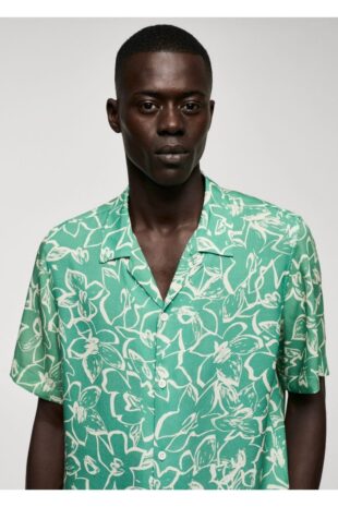 پیراهن سبز مردانه مانگو 57040787