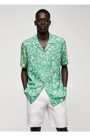 پیراهن سبز مردانه مانگو 57040787