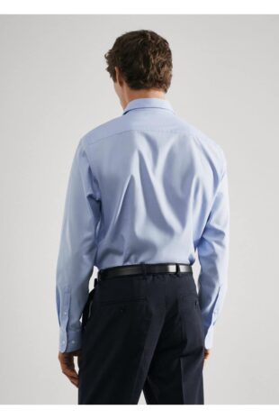 پیراهن آبی مردانه مانگو 57050652