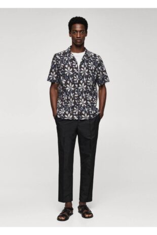 پیراهن قهوه ای مردانه مانگو 57010633