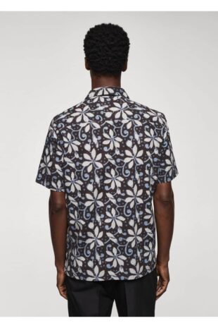 پیراهن قهوه ای مردانه مانگو 57010633