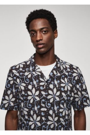 پیراهن قهوه ای مردانه مانگو 57010633