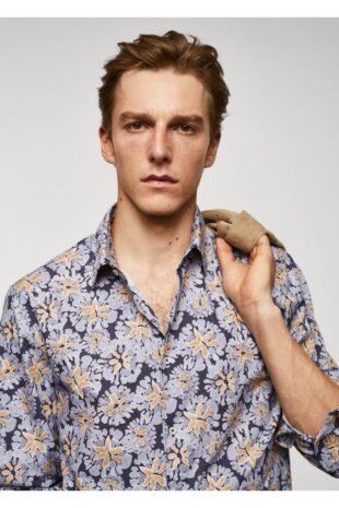 پیراهن لاجورد مردانه مانگو 57010773