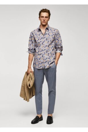 پیراهن لاجورد مردانه مانگو 57010773