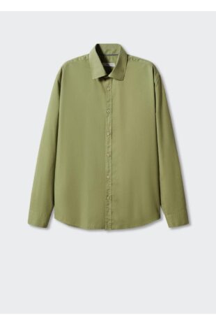 پیراهن خاکی مردانه مانگو 57040575