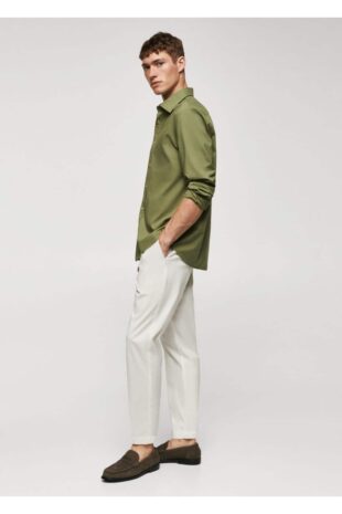 پیراهن خاکی مردانه مانگو 57040575