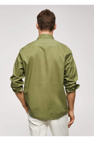 پیراهن خاکی مردانه مانگو 57040575