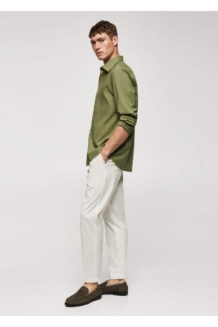 پیراهن خاکی مردانه مانگو 57040575