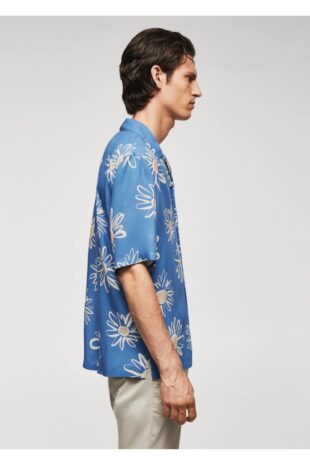 پیراهن آبی مردانه مانگو 57040788