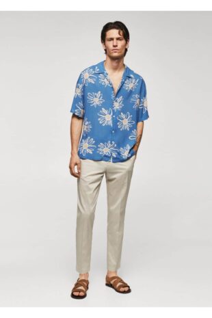 پیراهن آبی مردانه مانگو 57040788