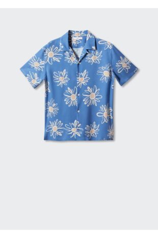 پیراهن آبی مردانه مانگو 57040788