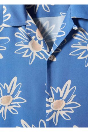 پیراهن آبی مردانه مانگو 57040788