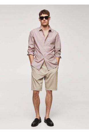 پیراهن بنفش مردانه مانگو 57082504