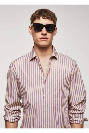 پیراهن بنفش مردانه مانگو 57082504