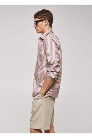 پیراهن بنفش مردانه مانگو 57082504