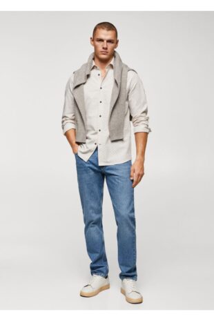 پیراهن بژ مردانه مانگو 57085950