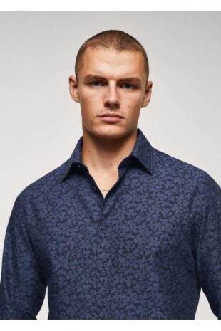 پیراهن لاجورد مردانه مانگو 57085950