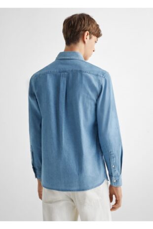 پیراهن آبی مردانه مانگو 57095140