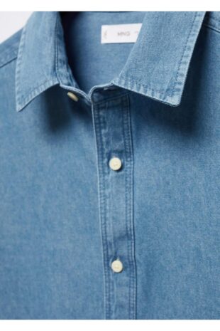پیراهن آبی مردانه مانگو 57095140