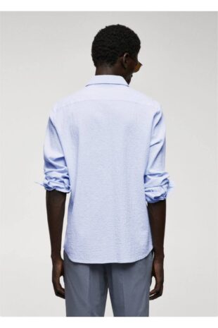 پیراهن آبی مردانه مانگو 57000579