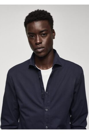 پیراهن لاجورد مردانه مانگو 57004008