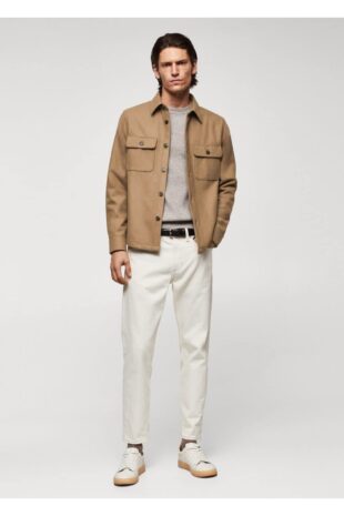 پیراهن قهوه ای مردانه مانگو 57005960