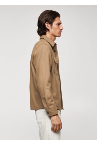 پیراهن قهوه ای مردانه مانگو 57005960