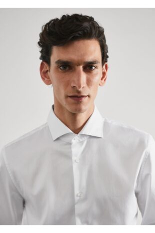 پیراهن آبی مردانه مانگو 57020653