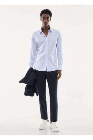 پیراهن آبی مردانه مانگو 57044388