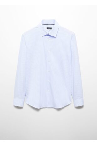 پیراهن آبی مردانه مانگو 57044388