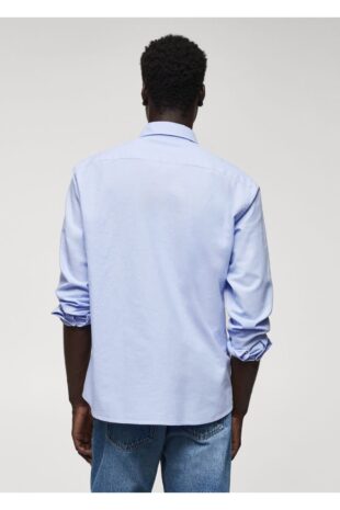 پیراهن آبی مردانه مانگو 57094004
