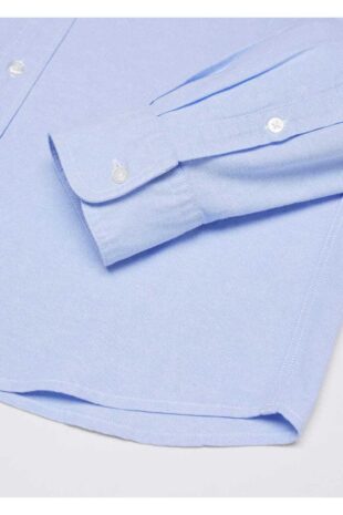 پیراهن آبی مردانه مانگو 57094004