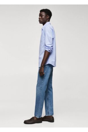 پیراهن آبی مردانه مانگو 57094004