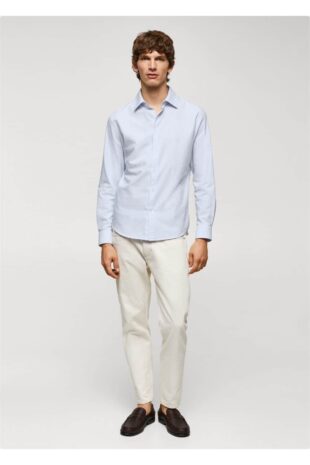 پیراهن آبی مردانه مانگو 57095948