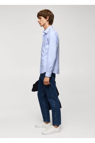 پیراهن آبی مردانه مانگو 57095948
