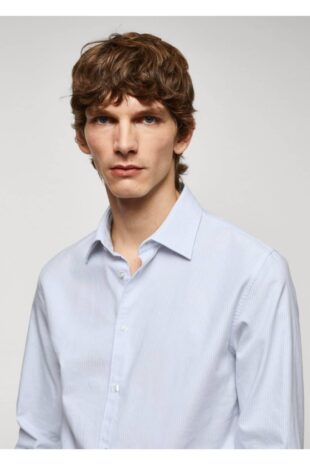 پیراهن آبی مردانه مانگو 57095948