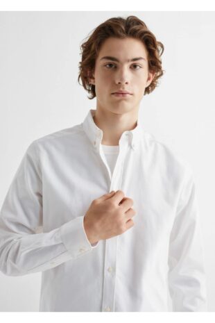 پیراهن سفید مردانه مانگو 47094393