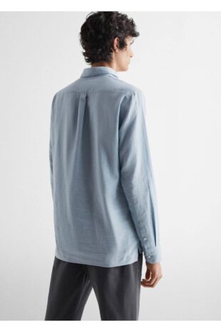 پیراهن آبی مردانه مانگو 47016320