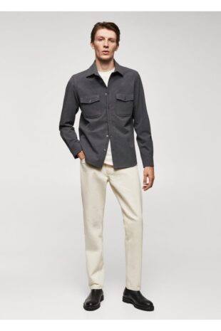 کت خاکستری مردانه مانگو 57007714