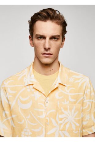 پیراهن زرد مردانه مانگو 57010785