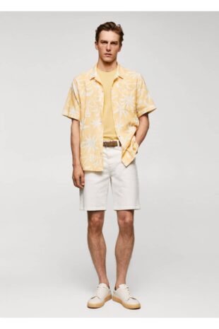 پیراهن زرد مردانه مانگو 57010785