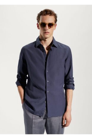 پیراهن لاجورد مردانه مانگو 57000575