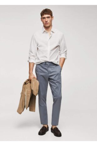 پیراهن آبی مردانه مانگو 57010584