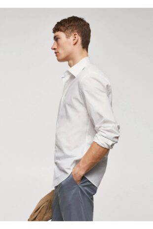 پیراهن آبی مردانه مانگو 57010584