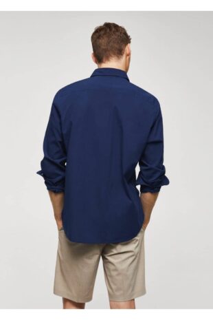 پیراهن آبی مردانه مانگو 57010584